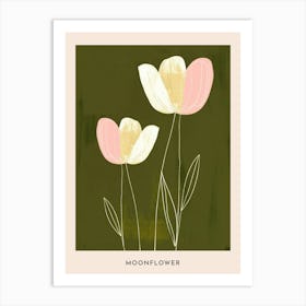 Pink & Green Moonflower 1 Flower Poster Art Print