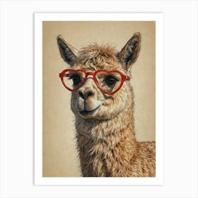 Llama With Glasses Art Print