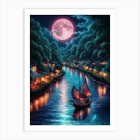 Moonlit River Art Print