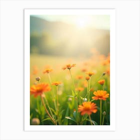 Orange Flowers In A Field Art Print