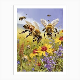 Colletidae Bee Storybook Illustration 16 Art Print