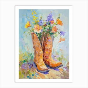 Cowboy Boots And Wildflowers Tall Bellflowers Art Print