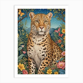 Leopard In The Butterfly Forest Art Print