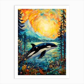 Orca Whale Coast And Trees Art Print