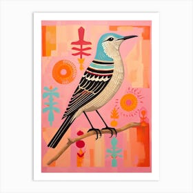 Pink Scandi Mockingbird 2 Art Print