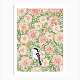 Carolina Chickadee William Morris Style Bird Art Print