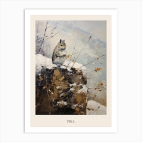 Vintage Winter Animal Painting Poster Pika 1 Art Print