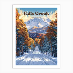 Falls Creek Australia Ski Resort Travel Illustration Art Print