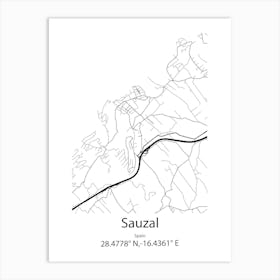 Sauzal,Spain Minimalist Map Art Print