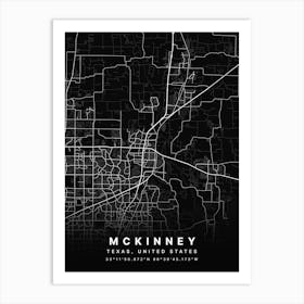 McKinney Texas USA Black Map Art Print