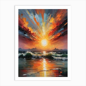 Sunset over the ocean 1 Art Print