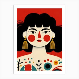 Chinese Girl Red Cheeks Portrait Art Print