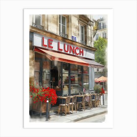 Water Color Vintage Style Cafe French Restaurant Art Print