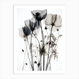 Flowers In A Vase Black White Art Print