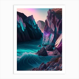 Coastal Cliffs And Rocky Shores, Waterscape Holographic 1 Art Print