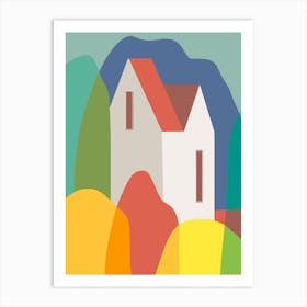 The Red Roof Cottage Art Print