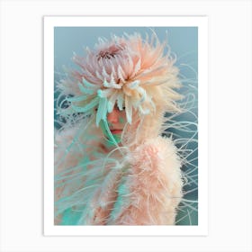 "Vibrant Pastel Portrait: Frosty Flower Hat" Art Print