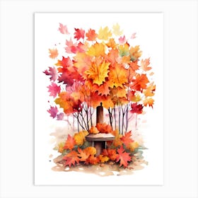 Cute Autumn Fall Scene 1 Art Print