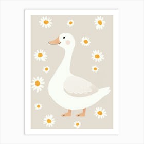 Duck With Daisies, Ballerina nursery wall art, kids room prints, playroom decor Art Print