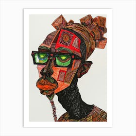 African Man With Glasses Art Print