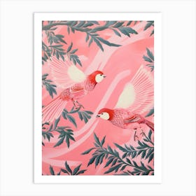 Vintage Japanese Inspired Bird Print Sparrow 2 Art Print