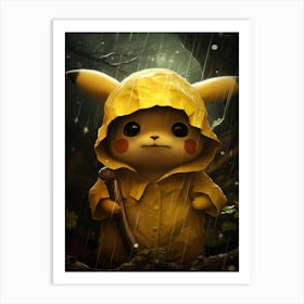 Pikachu In The Rain 3 Art Print