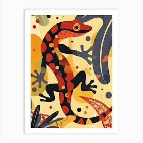 Red Mediterranean House Gecko Abstract Modern Illustration 3 Art Print
