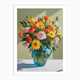 Flowers In A Blue Vase 5 Art Print