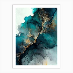 Painting Tree With Gold Leaves Art Print