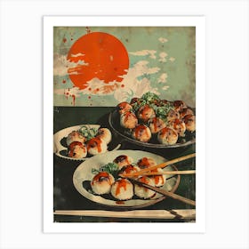 Takoyaki Japanese Cuisine Mid Century Modern 2 Art Print