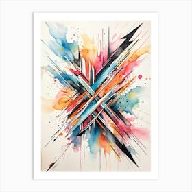 Abstract Design Hand Drawn Arrows And Markings Swirling Pattern Overlapping Lines Varying Line T 2 1 Art Print