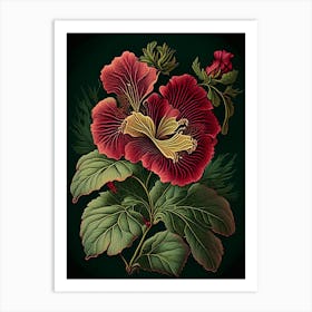 Hibiscus 2 Floral Botanical Vintage Poster Flower Art Print