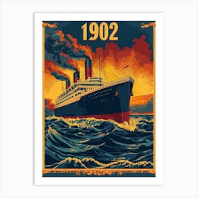 Aihrgdesign A Vintage Travel Poster Of A Grand Ocean Liner Cr 178cf678 17d6 4716 912e 1583dca501a6 0 Art Print