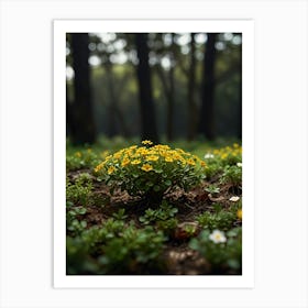 Yellow Flowers In The Forest Art Print