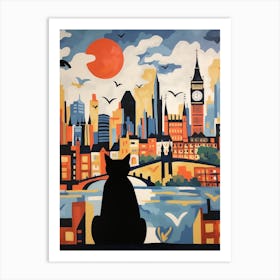 London, United Kingdom Skyline With A Cat 1 Art Print