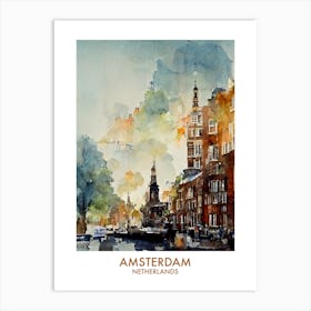 Netherlands Amsterdam Watercolour Travel Art Print
