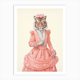 Tiger Illustrations Wearing A Ball Gown 3 Art Print