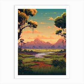 Savanna Landscape Pixel Art 4 Art Print