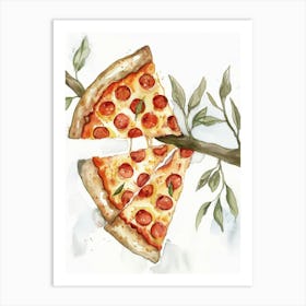 Pizza Slice On A Branch Art Print