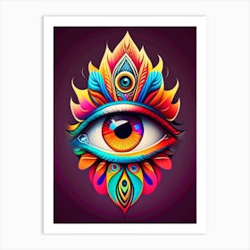 Psychedelic Eye, Symbol, Third Eye Tattoo 2 Art Print