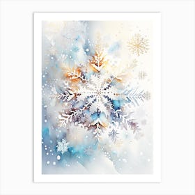 Intricate, Snowflakes, Storybook Watercolours 1 Art Print