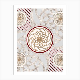 Geometric Abstract Glyph in Festive Gold Silver and Red n.0032 Art Print