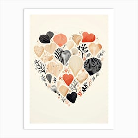 Cream Detailed Shell Heart Illustration 2 Art Print