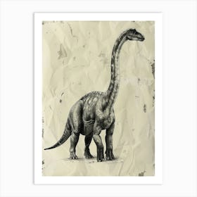 Brontosaurus Dinosaur Black Ink Illustration 2 Art Print