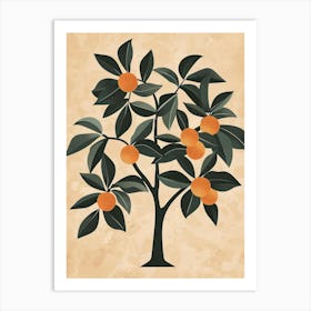 Orange Tree Minimal Japandi Illustration 2 Art Print