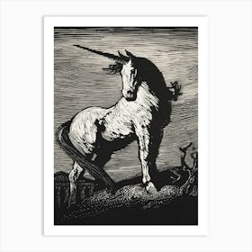 The Unicorn 1923 Vintage Bookplate by New Zealand Illustrator Lionel Lindsay HD Remastered Art Print