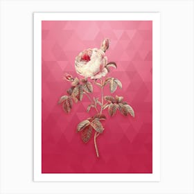 Vintage Provence Rose Bloom Botanical in Gold on Viva Magenta n.0106 Art Print