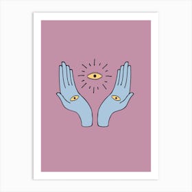 Mystic Illustration: Two Hands With An Eye Art Print