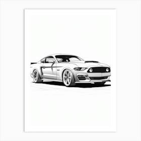 Ford Mustang Line Drawing 19 Art Print