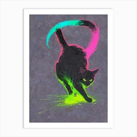 Neon Cat 3 Art Print